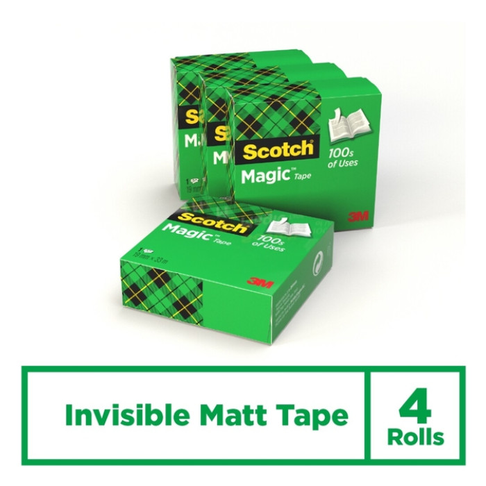 Plakband Scotch Magic 810 19mmx33m onzichtbaar transparant  4 rollen