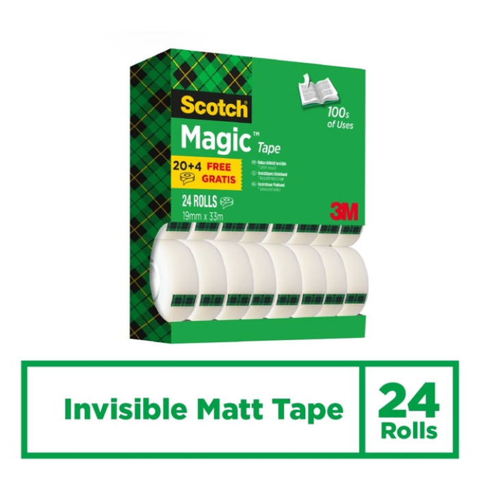 Plakband Scotch Magic 810 19mmx33m onzichtbaar mat 20+4 gratis