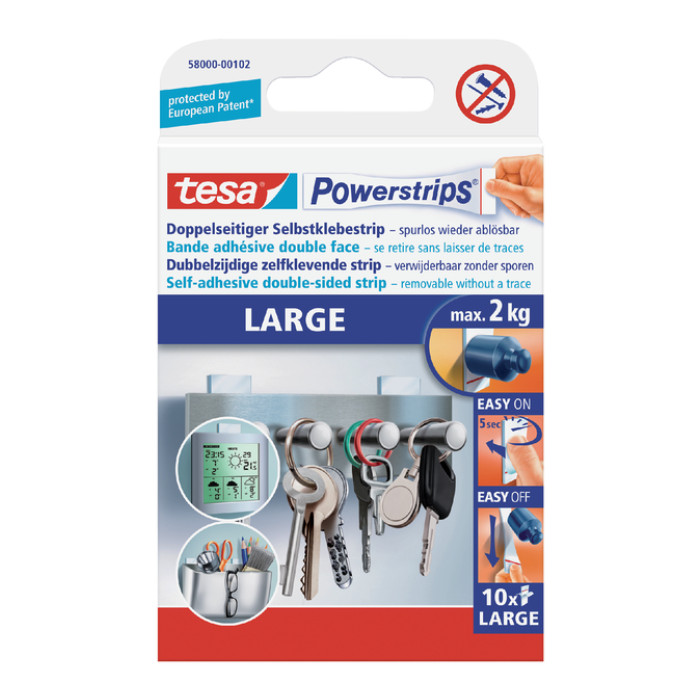 Kleefstrips tesa Powerstrips® LARGE dubbelzijdig 2kg 10 stuks