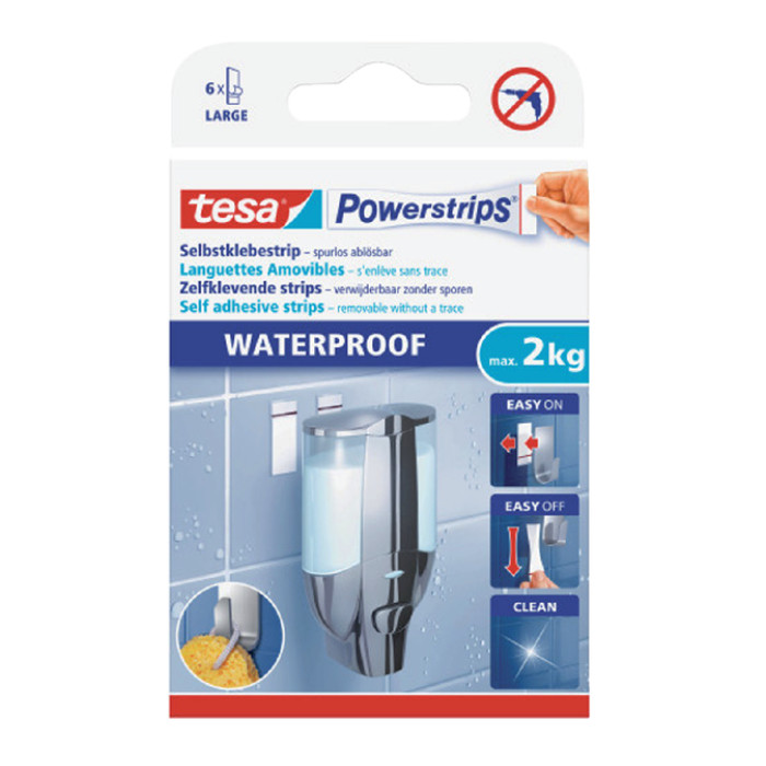 Kleefstrips Powerstrips® waterproof LARGE dubbelzijdig 2kg 6 stuks