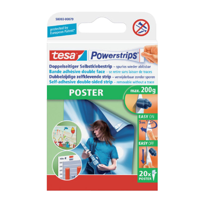 Kleefstrips tesa Powerstrips® poster dubbelzijdig 20 stuks blister 20 stuks