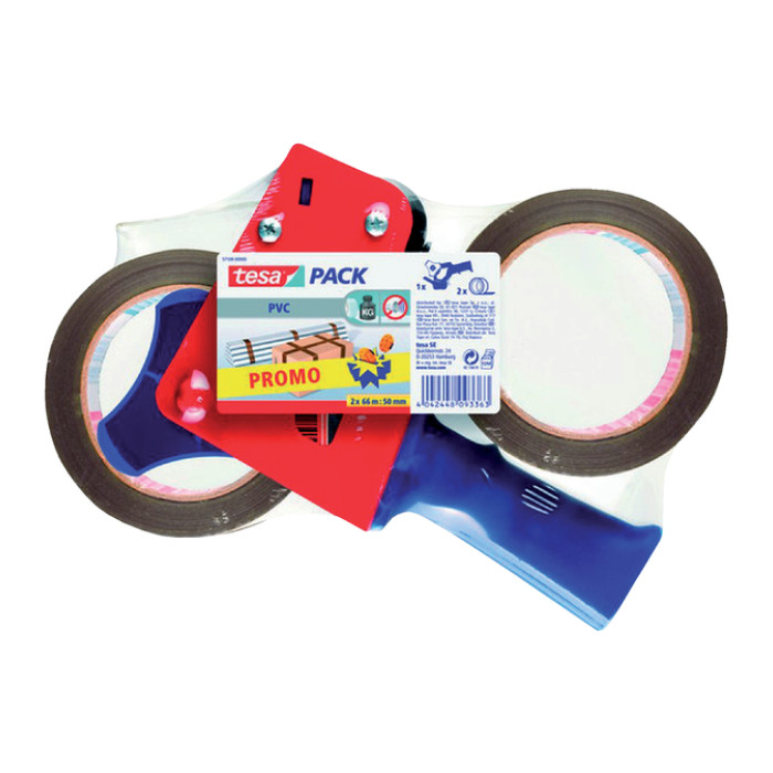 Verpakkingstape tesapack® ultra strong 66mx50mm pvc + dispenser