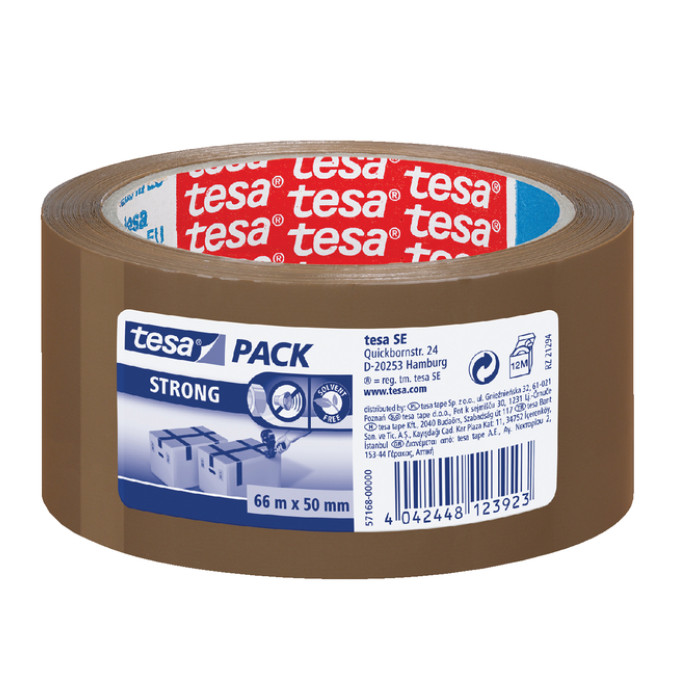 Verpakkingstape tesapack® Strong 66mx50mm PP bruin