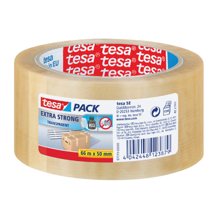 Verpakkingstape tesapack® Extra Strong 66mx50mm transparant