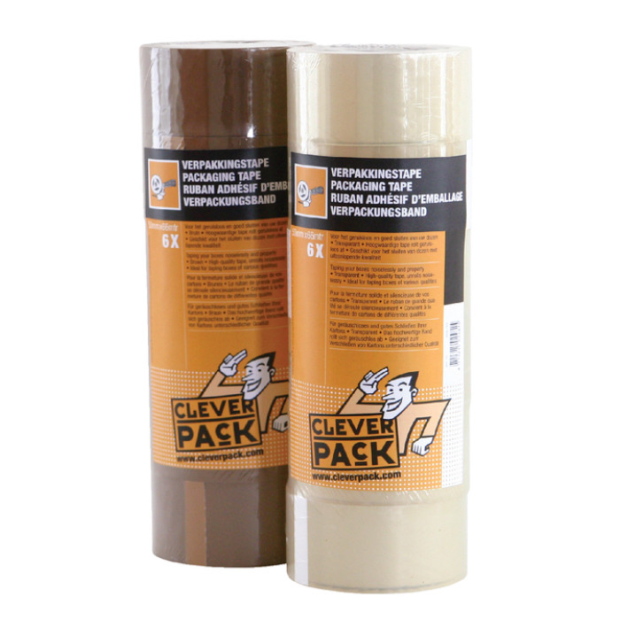 Verpakkingstape CleverPack 48mmx66m transparant PP pak à 6 rollen