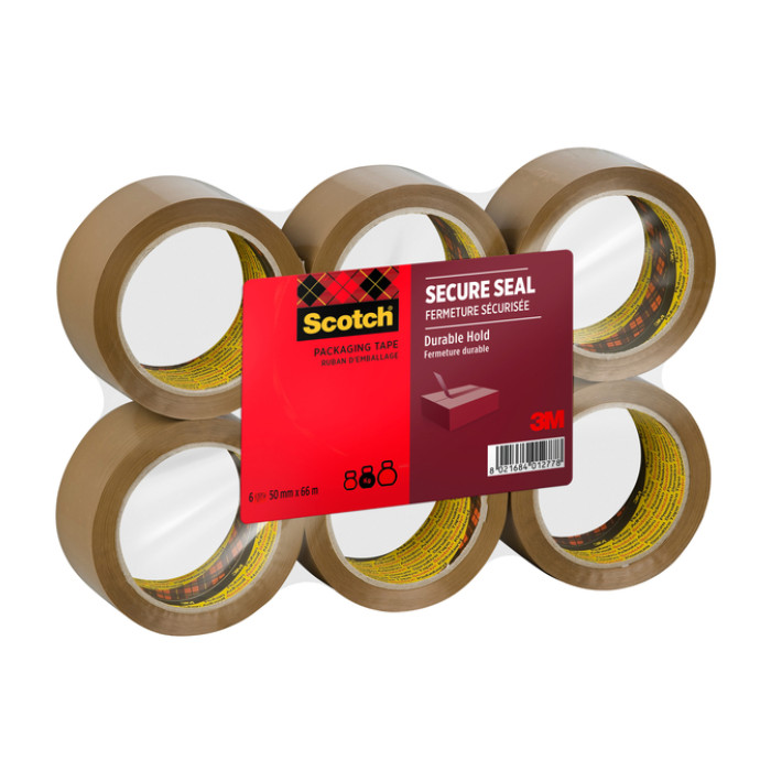 Verpakkingstape Scotch Secure Seal 50mmx66m bruin 6 rollen