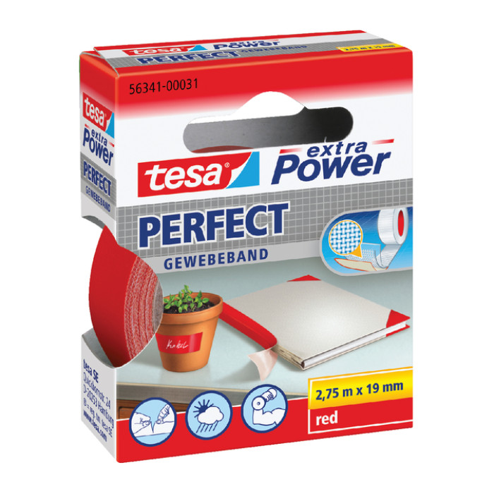 Textieltape tesa® extra Power Perfect 2.75mx19mm rood