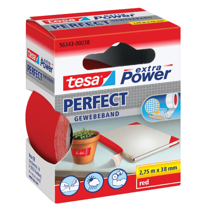 Textieltape tesa® extra Power Perfect 2.75mx38mm rood