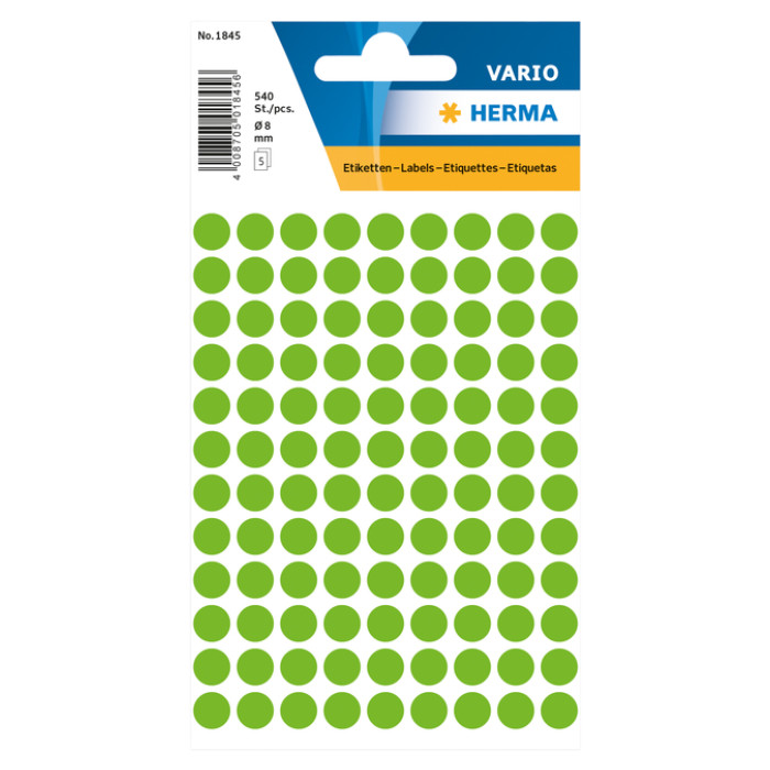 Etiket HERMA 1845 rond 8mm groen 540stuks
