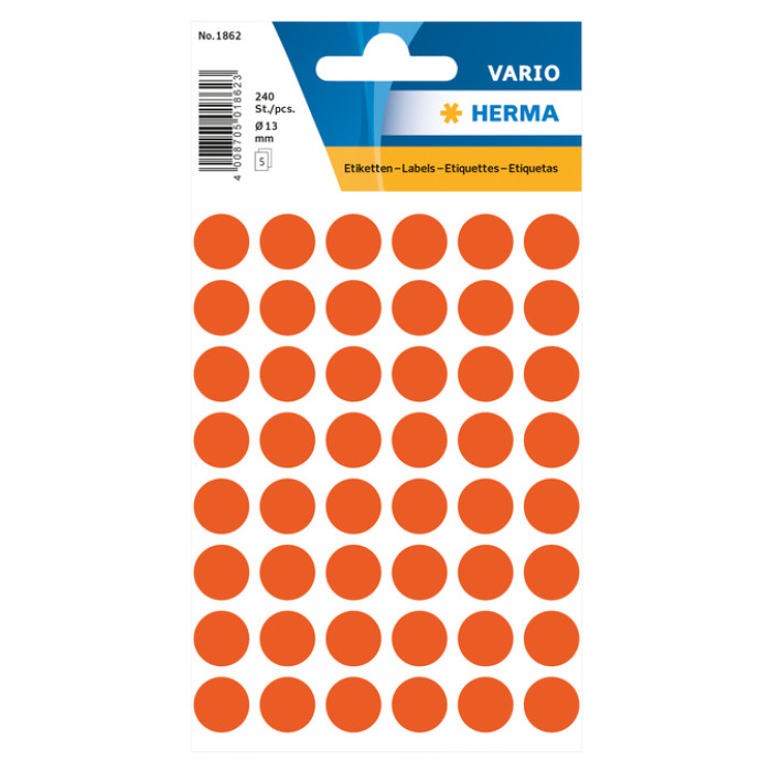 Etiket HERMA 1862 rond 12mm rood 240stuks