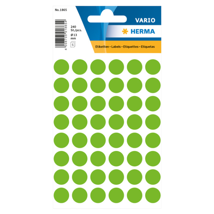 Etiket HERMA 1865 rond 12mm groen 240stuks