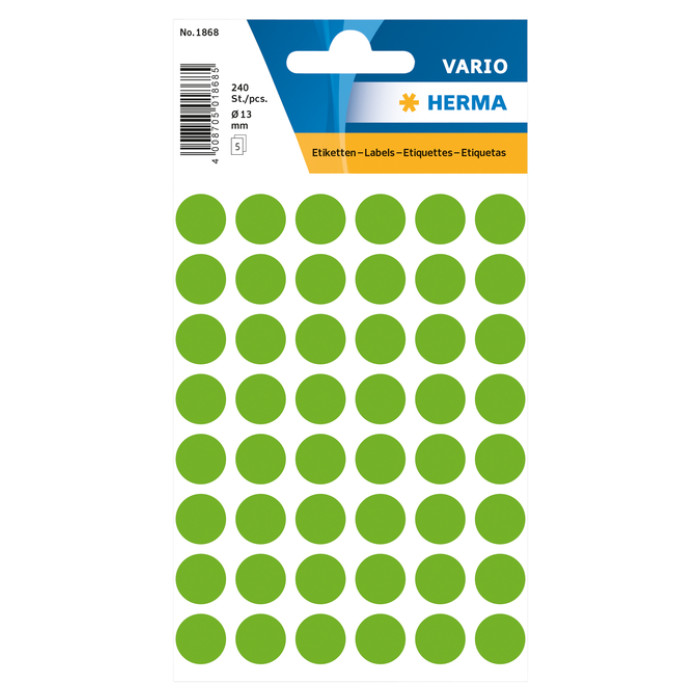 Etiket HERMA 1868 rond 12mm fluor groen 240stuks