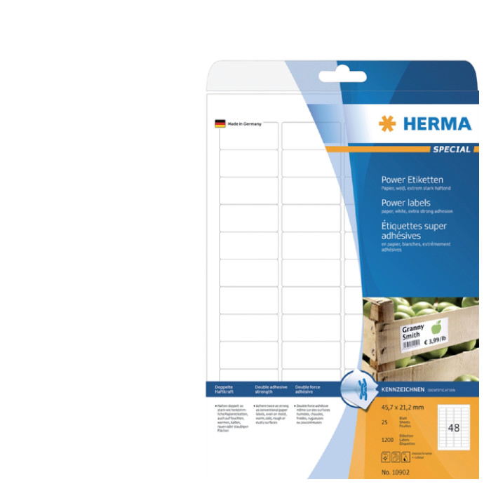Etiket HERMA Power 10902 45.7x21.2mm wit 1200stuks