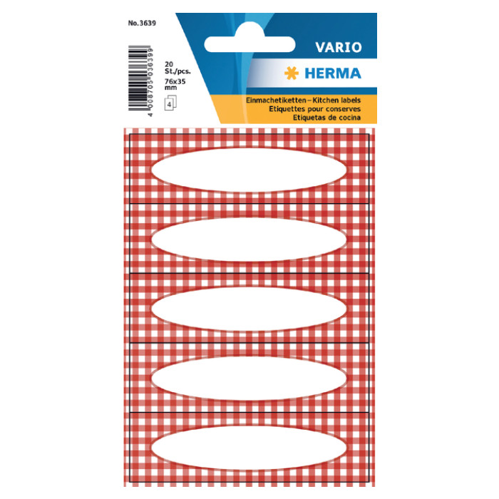 Etiket HERMA 3639 keuken ruit rood