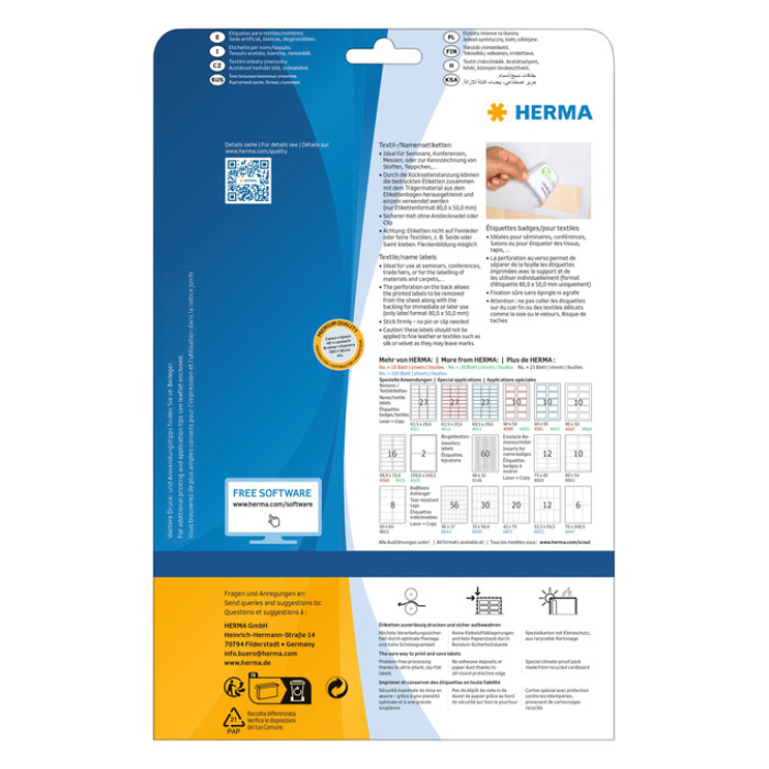 Naambadge etiket HERMA 4410 80X50mm wit blauw 200 etiketten