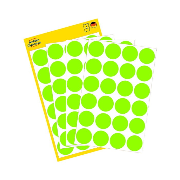 Etiket Avery Zweckform 3174 rond 18mm lichtgroen 96 etiketten