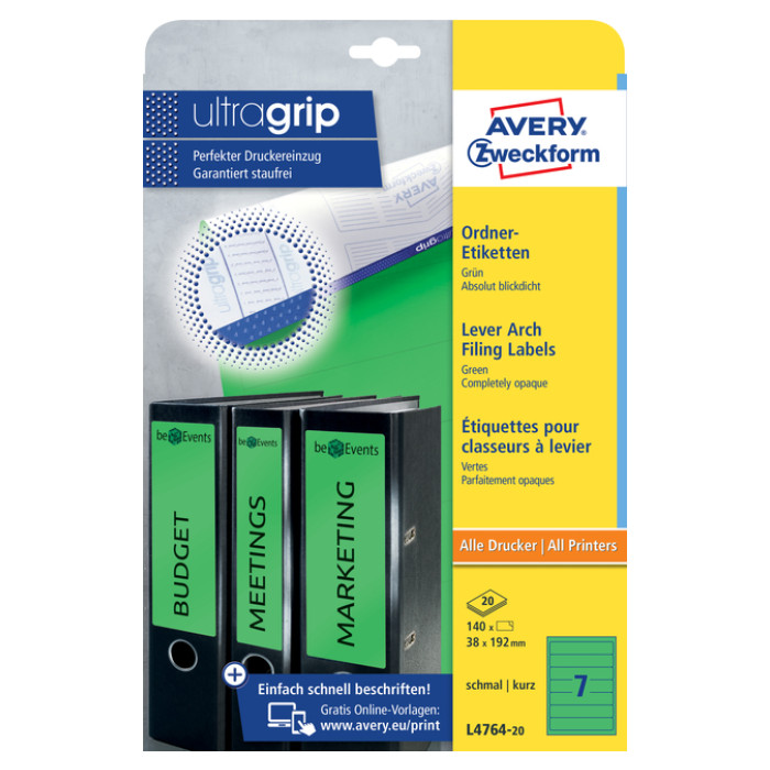 Rugetiket Avery Zweckform smal 38x192mm zelfklevend groen