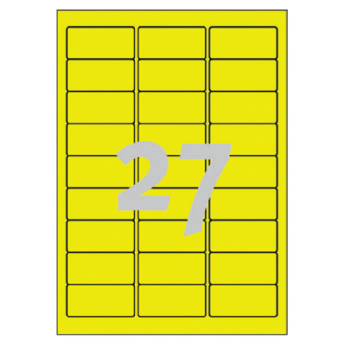 Etiket Avery L6004-25 63.5x29.6 neon geel 675 etiketten