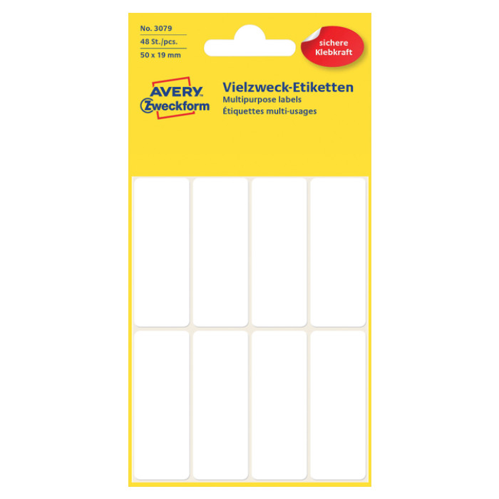 Etiket Avery Zweckform 3079 50x19mm wit 48 etiketten