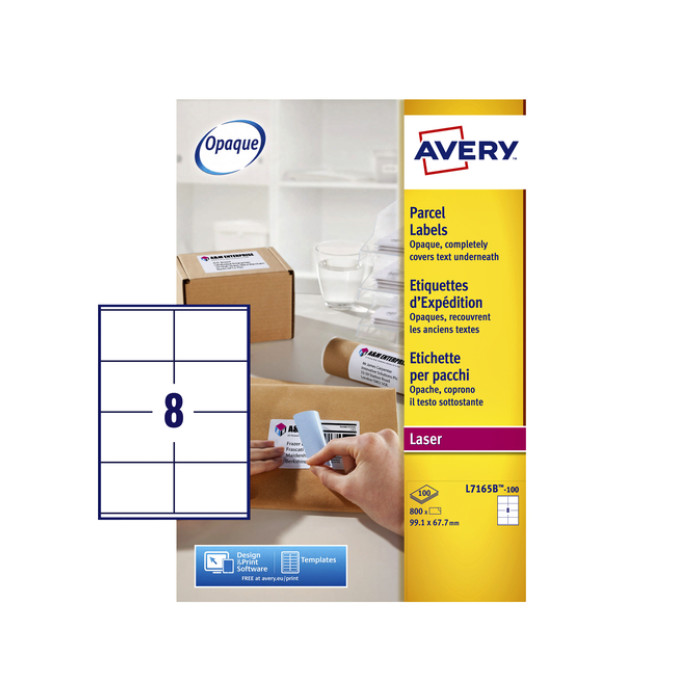 Etiket Avery L7165B-100 99.1x67.7mm blockout 800stuks