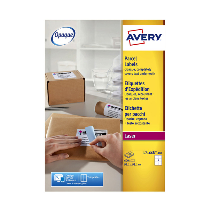 Etiket Avery L7166B-100 99.1x93.1mm blockout 600stuks