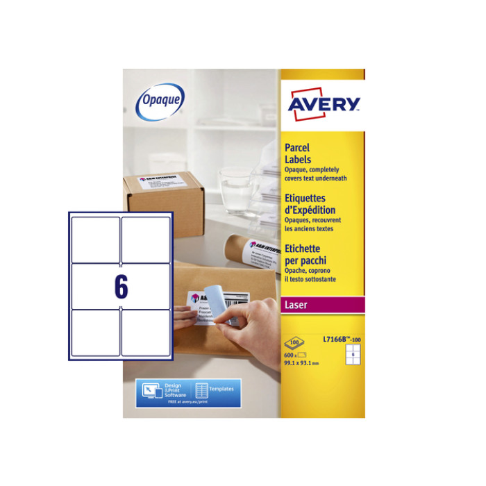 Etiket Avery L7166B-100 99.1x93.1mm blockout 600stuks