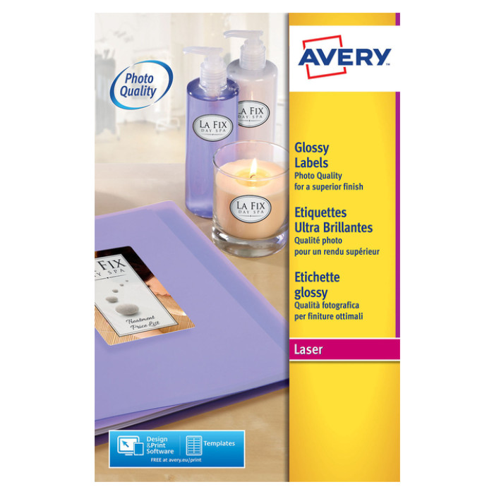Etiket Avery L7767-40 210x297mm A4 hoogglans wit 40 etiketten