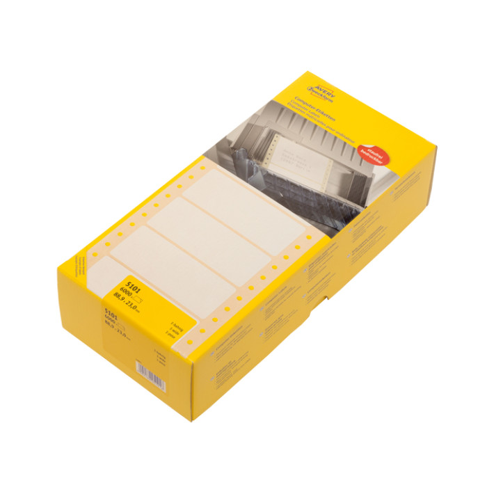 Etiket Avery Zweckform 5101 88.9x23mm 1-baans wit 6000stuks