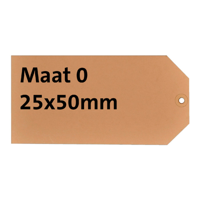 Label HF2 nr 0 200gr 25x50mm bruin 1000 stuks