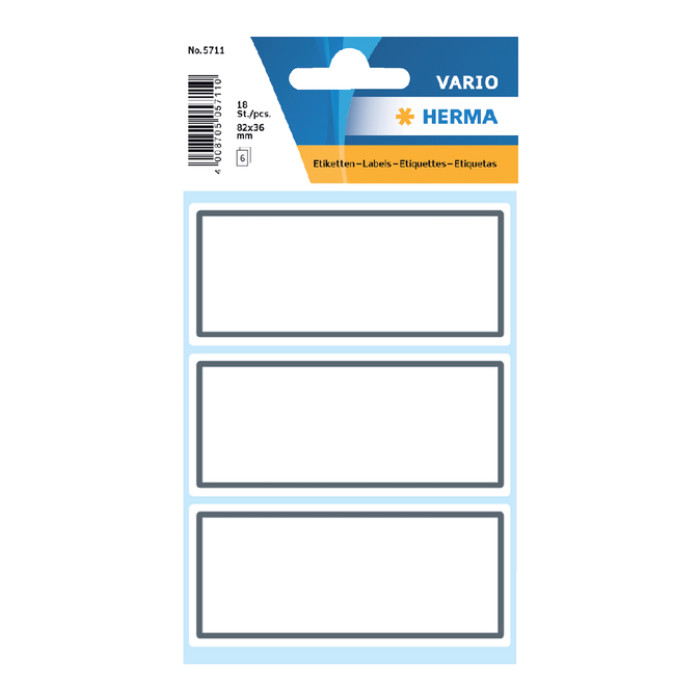 Etiket HERMA 5711 36x80mm schrift grijs kader 18stuks