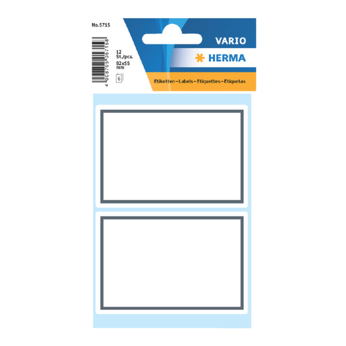 Etiket HERMA 5715 53x80mm schrift grijs kader 12stuks