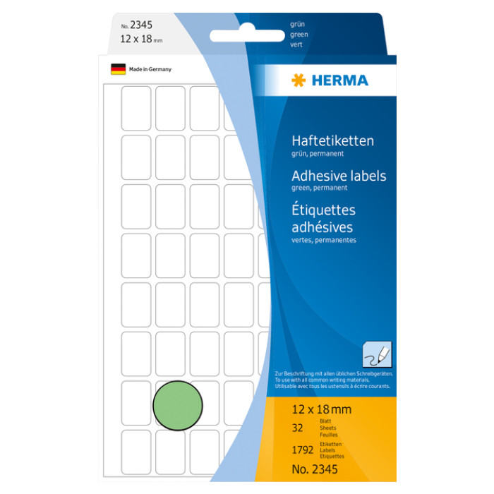 Etiket HERMA 2345 12x18mm groen 1792stuks