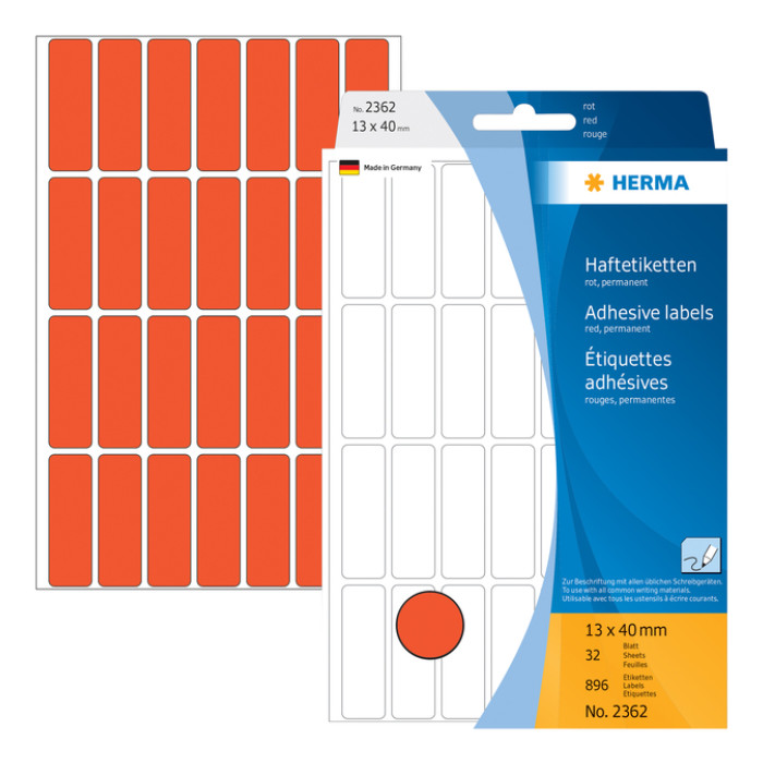 Etiket HERMA 2362 13x40mm rood 896 stuks