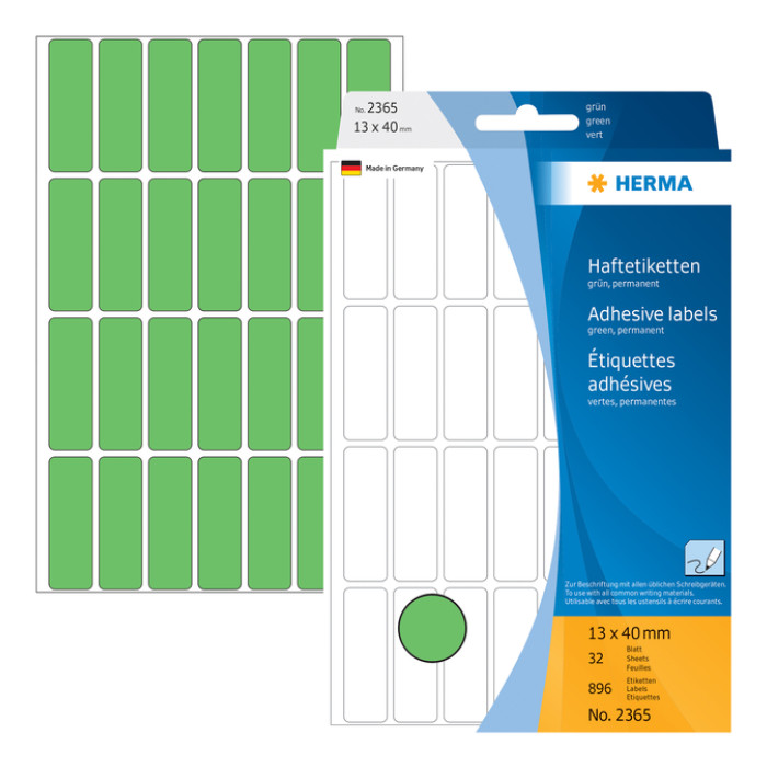Etiket HERMA 2365 13x40mm groen 896stuks