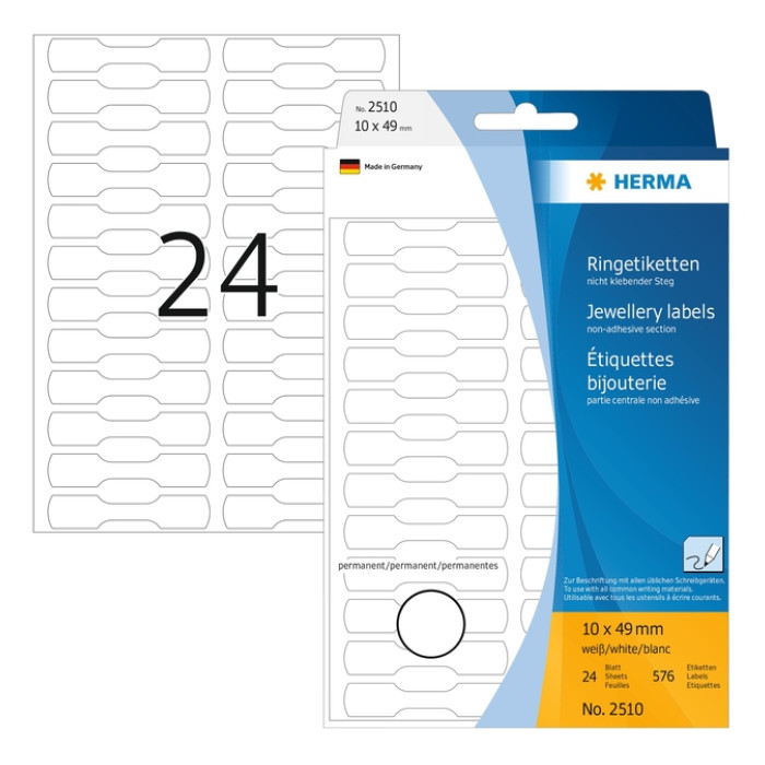 Etiket HERMA 2510 10x49mm wit 576 etiketten