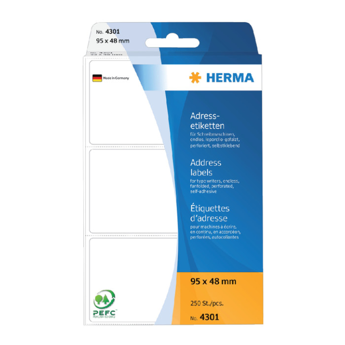 Etiket HERMA adres 4301 95x48mm 250stuks zig-zag