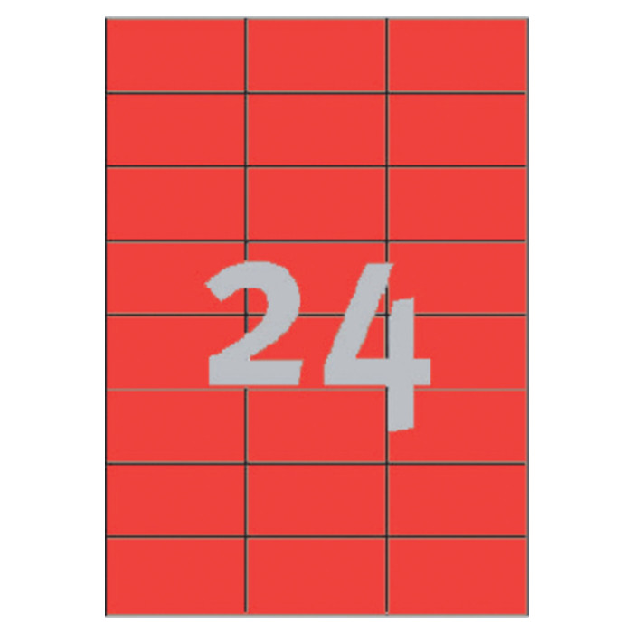 Etiket Avery Zweckform 3448 70x37mm rood 2400stuks