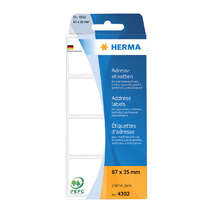 Etiket HERMA adres 4302 67x35mm 250stuks zig-zag