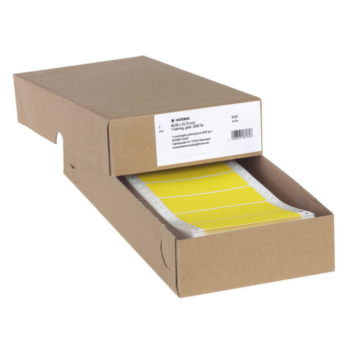 Etiket HERMA 8181 88.9x35.7mm 1-baans geel 2000stuks