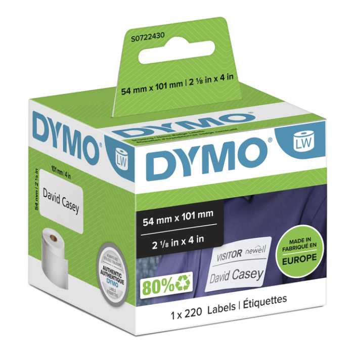 Etiket Dymo LabelWriter naamkaart 54x101mm 1 rol á 220 stuks wit