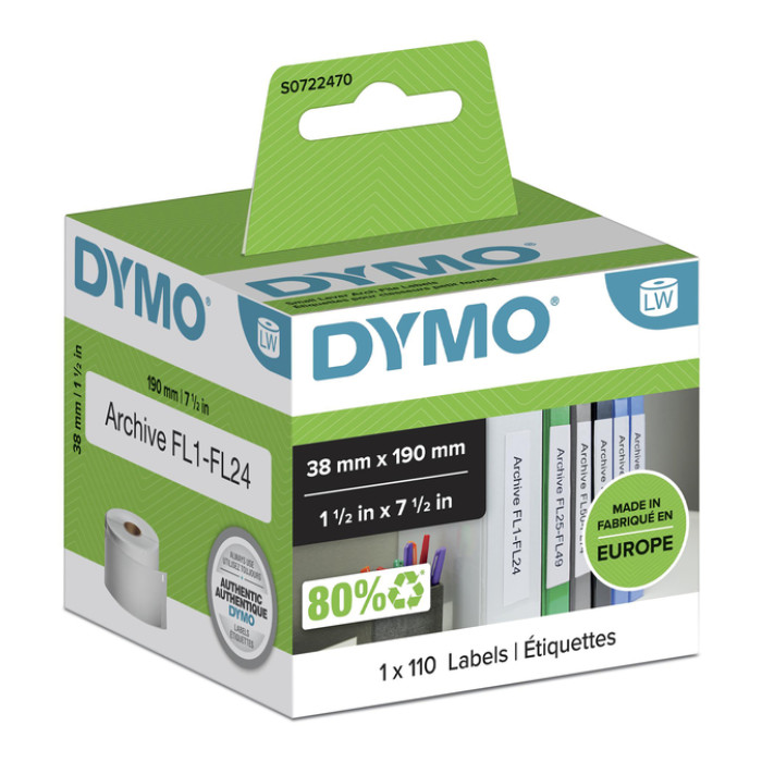 Etiket Dymo LabelWriter multifunctioneel 38x190mm 1 rol á 110 stuks wit