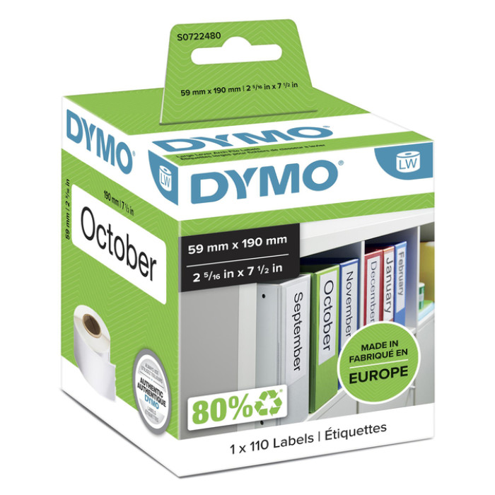 Etiket Dymo LabelWriter naamkaart ordner 59x190mm 1 rol á 110 stuks wit