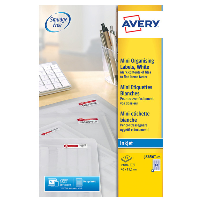 Etiket Avery J8656-25 46x11.1mm wit 2100 etiketten