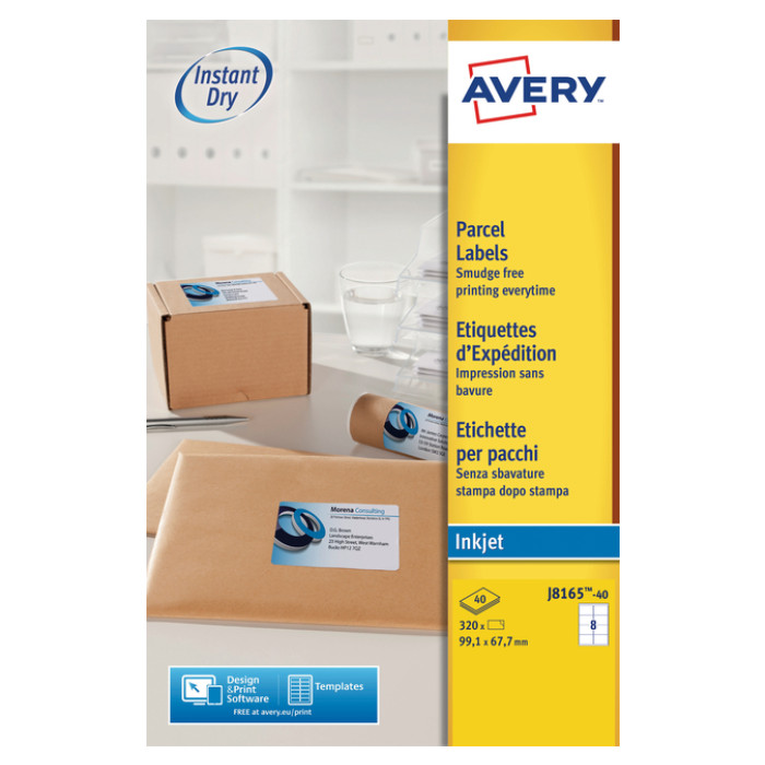 Etiket Avery J8165-40 99.1x67.7mm wit 320 etiketten