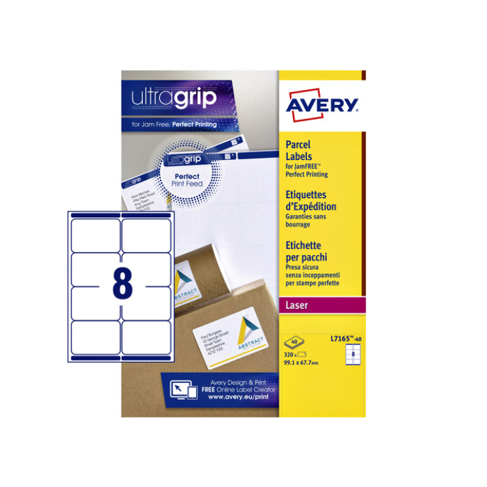 Etiket Avery L7165-40 99.1x67.7mm wit 320 etiketten