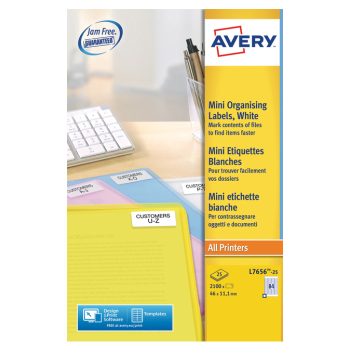 Etiket Avery L7656-25 46x11.1mm wit 2100 etiketten
