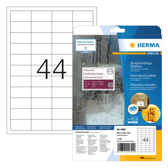 Etiket HERMA 4690 48.3x25.4mm weerbestendig wit 1100stuks