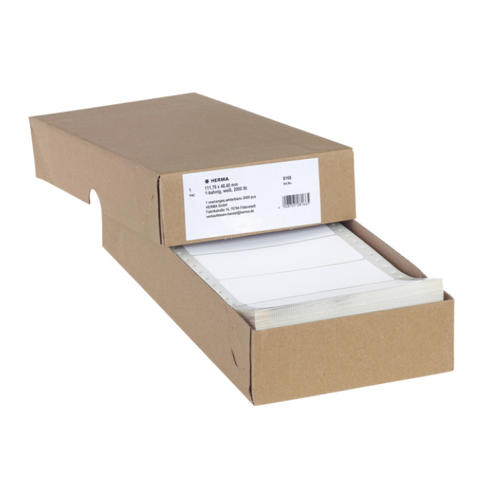 Etiket HERMA 8166 111.7x48.4mm 1-baans wit 2000stuks