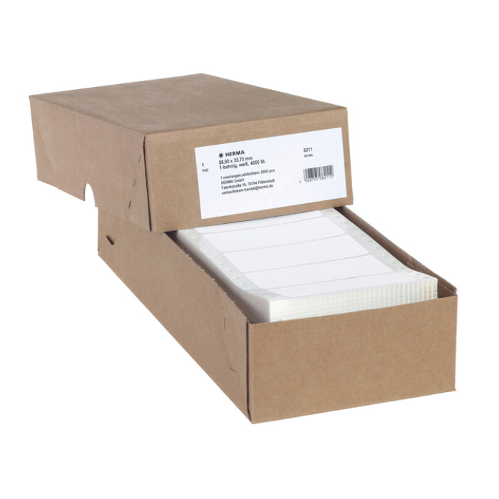 Etiket HERMA 8211 88.9x35.7mm 1-baans wit 4000stuks