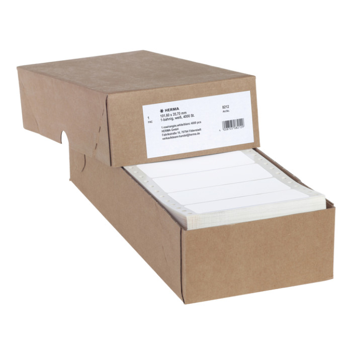 Etiket HERMA 8212 101.6x35.7mm 1-baans wit 4000stuks